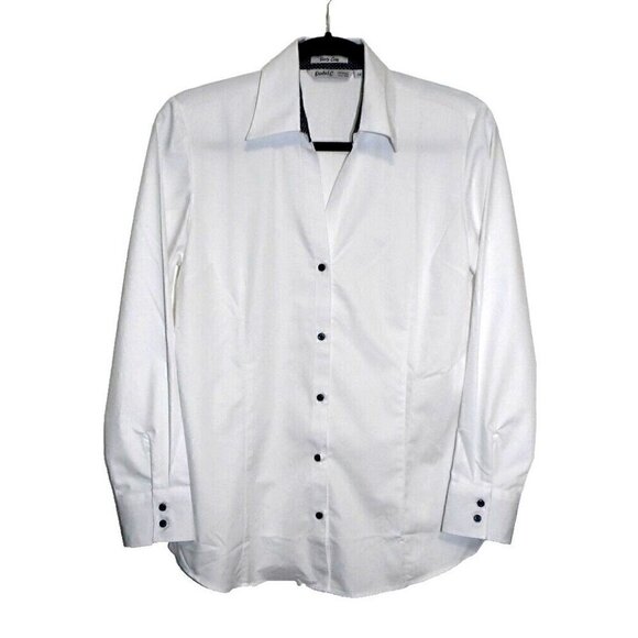 ESABEL. C white easy care button up fitted blouse woman's size M NEW, NO TAGS - Picture 1 of 5